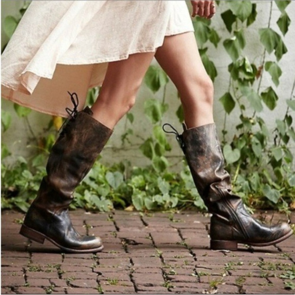 Bed Stu Manchester II Tall Riding Boots Womens Size 6.5 Distressed Leather Brown